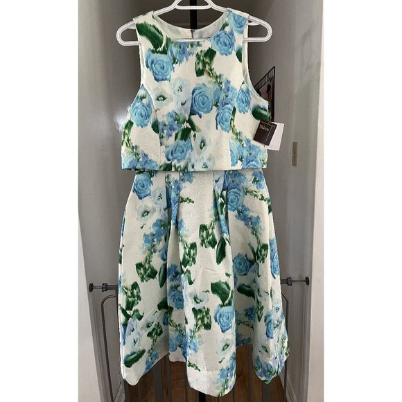 NWT Floral Jacquard Sleeveless Fit & Flare Dress With Pockets